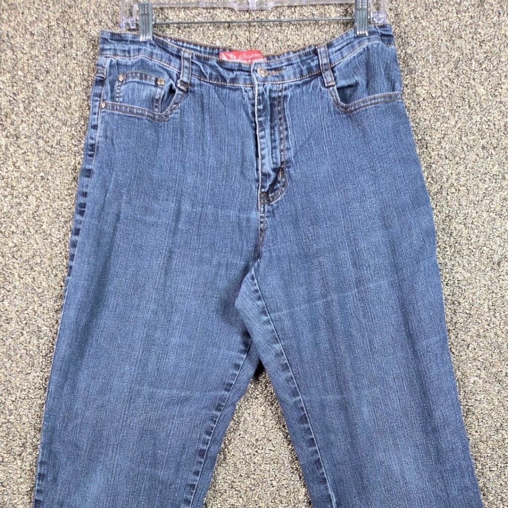 Cos Jeans Bootcut Denim Women Size 12 Blue Embroidered Rhinestone LH8258-F - Picture 3 of 13